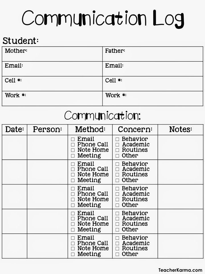 the communication log is shown in this printable worksheet for students to use