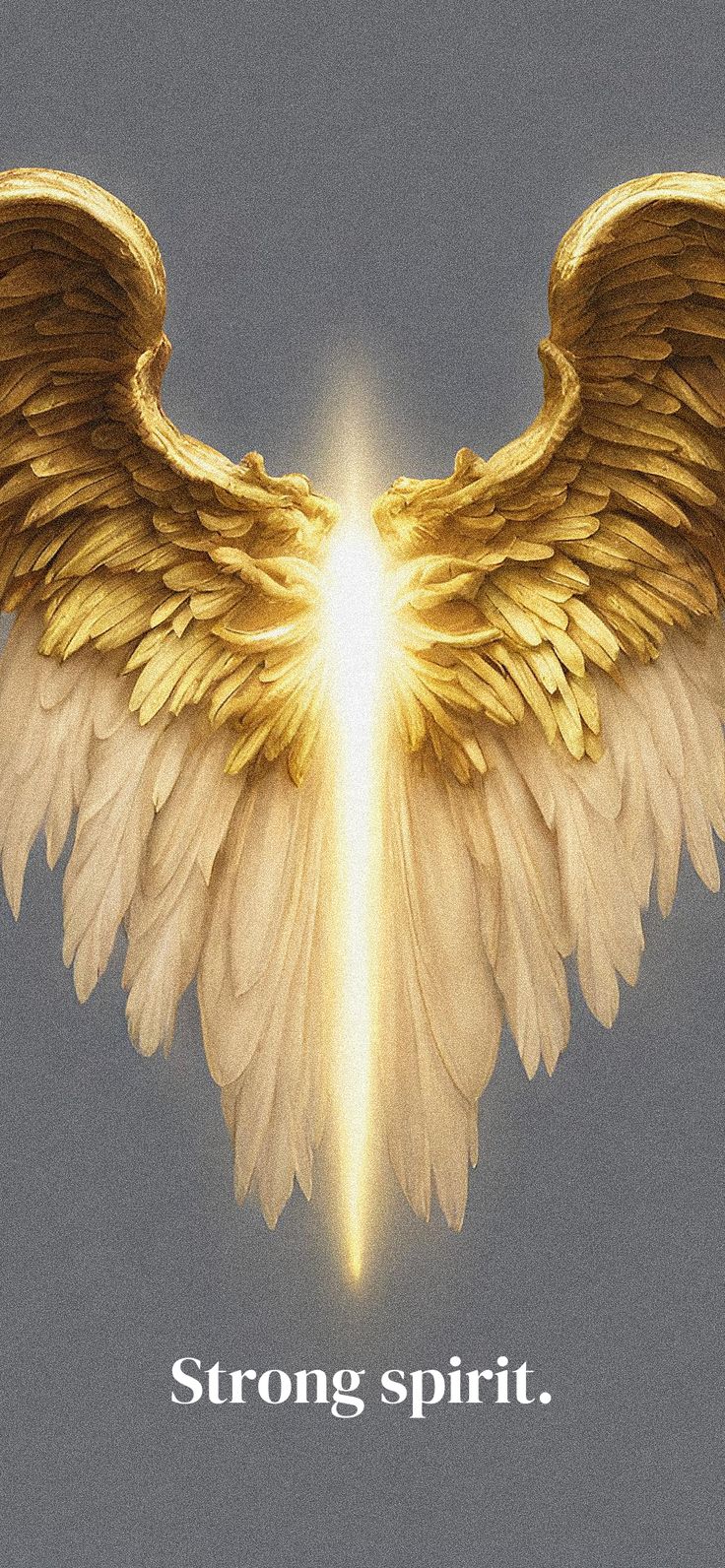 an angel wing with the words strong spirit above it