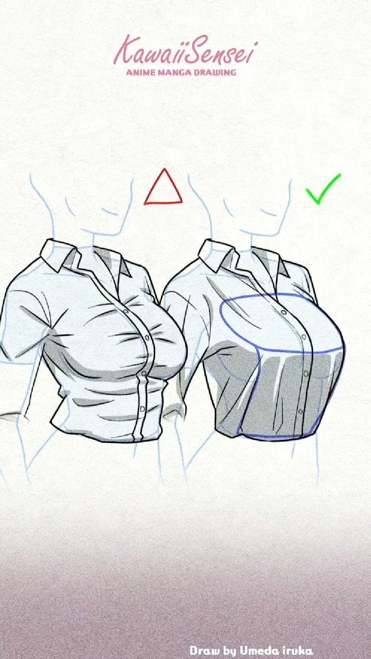 the drawing shows how to draw clothes with colored pencils