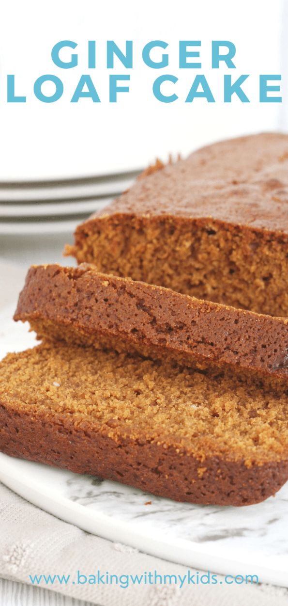 two slices of ginger loaf cake on a plate