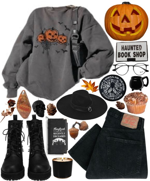 Outfit Inspo For October, Spooky Autumn Outfits, Fall Outfits Dark Aesthetic, Cute Salem Outfits, Salem Aesthetic Outfits, Halloween Clothing Aesthetic, Halloween Causal Outfits, Spooky Vibes Outfit, Universal Studios Horror Nights Outfit Ideas