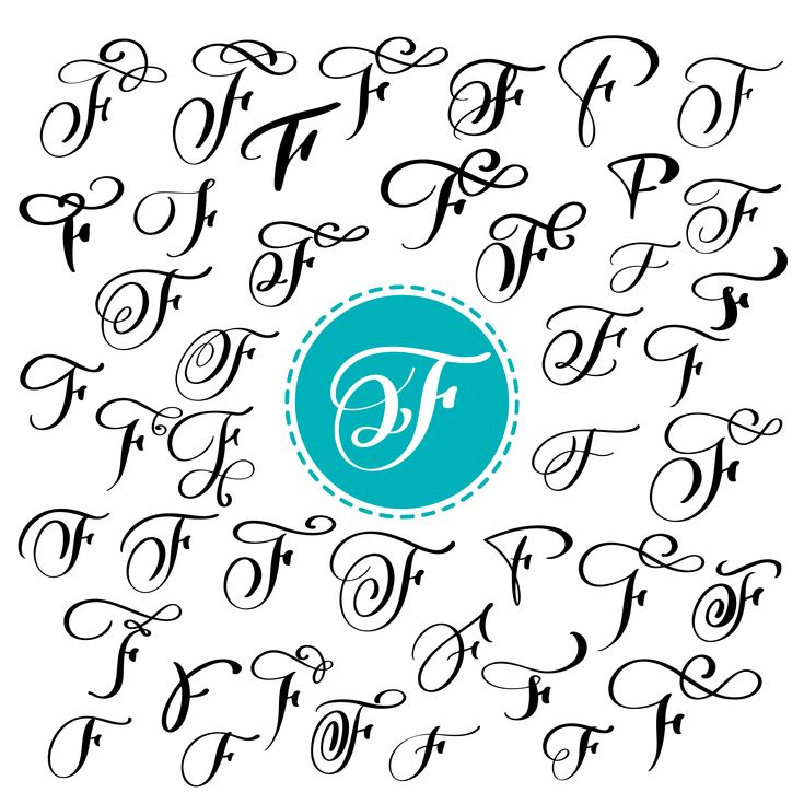 the letter f in an old fashioned script with a blue circle surrounded by it's capital