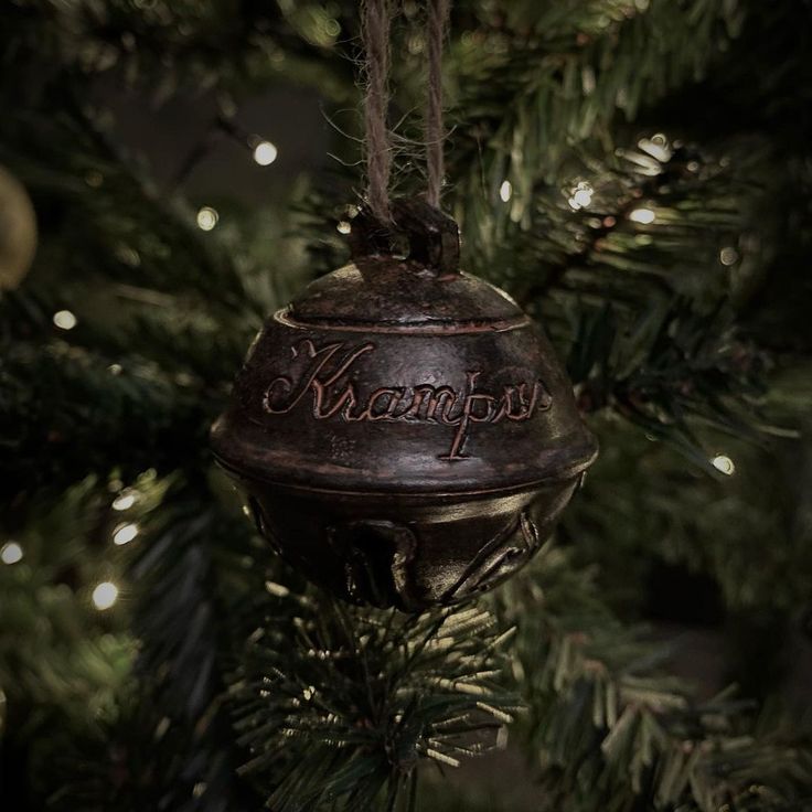 an ornament hanging from a christmas tree with the word nampply written on it