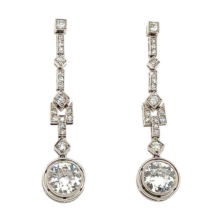 Art Deco French Made Diamond Dangling Platinum Earrings | From a unique collection of vintage Dangle Earrings at https://www.1stdibs.com/jewelry/earrings/dangle-earrings/. Scream Art, Platinum Earrings, Creation Crafts, 100 Years Ago, Luz Natural, Art Deco Diamond, Art Deco Jewelry, Earrings Dangle, Earring Backs