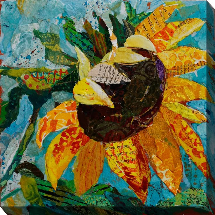 a painting of a sunflower with music notes on it