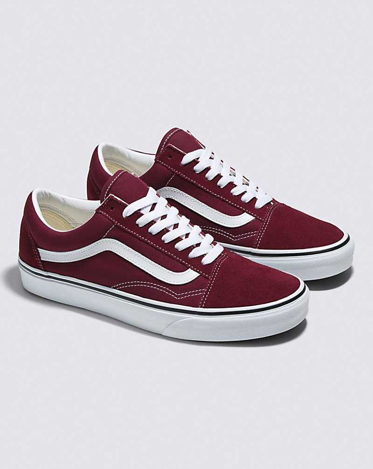 Vans | Old Skool Port Royale/True White Classics Shoe Leopard Slip On Sneakers, Burgundy Vans, Vans Authentic Shoes, Maroon Vans, Maroon Shoes, Low Top Vans, Vans Skate Shoes, Suede Shoes Women, Old Skool Vans