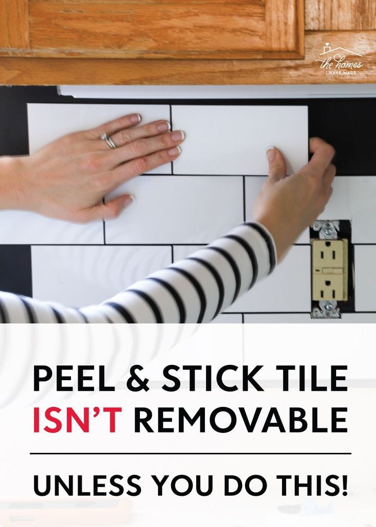 two hands on a tile wall with the words peel and stick tile isn't removable unless you do this