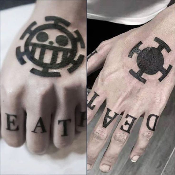 One Piece Law Hand Tattoo, Laws Tattoos One Piece, Tat Too, Law Hand Tattoo, Law Tattoo One Piece, Law One Piece Tattoo, Tattoos Cool, Anime Hand Tattoo, Law One Piece