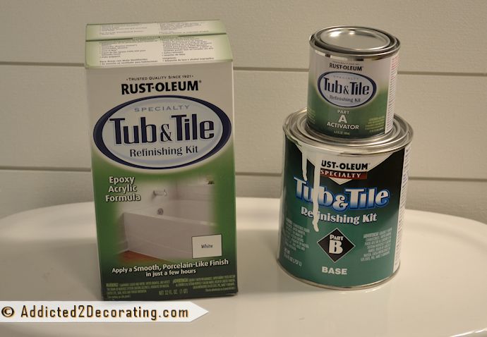 two cans of rustoleum sitting on top of a white table