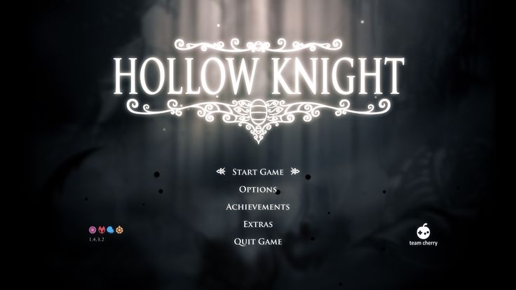 the title screen for hollow knight, an interactive video game that is available on steam