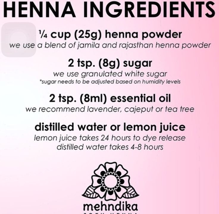 a poster with instructions for how to use henna ingredients