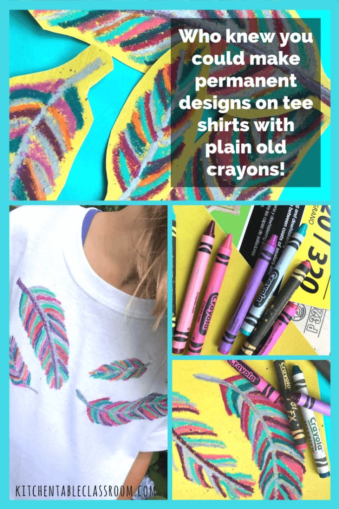 several different pictures with some writing on them and the words, who knew? i could make permanent permanent designs on tee shirts with plain old crayons