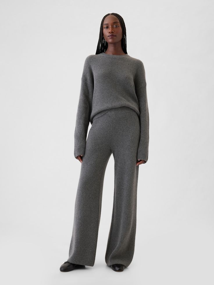 Supersoft cotton-blend, shaker-stitch sweater pants.  Elasticized waist.  Fit: Slim.  A semi-fitted silhouette that fits close to the body at the waist and hip, with a slight ease through the thigh.  For a Classic fit, go down one Comfy Knit Pants, Lounge Outfit Aesthetic, Abstract Layers, Sweater Lounge Set, Fits Fall, Comfy Lounge Wear, Winter Wishlist, Matching Lounge Set, Nyc Spring