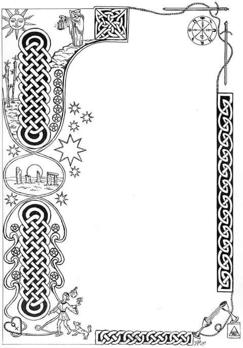 the celtic border is made up of many different designs and colors, including black and white