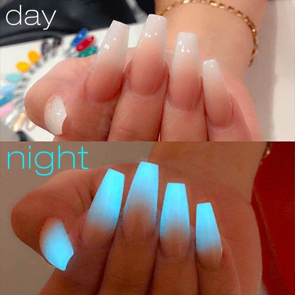 Neon Acrylic Nails, Dark Nail, Acrylic Nail Powder, Nail Art Gel, White Acrylic Nails, Glow Nails, Ombre Nail Designs, Nails Tumblr, Nail Powder