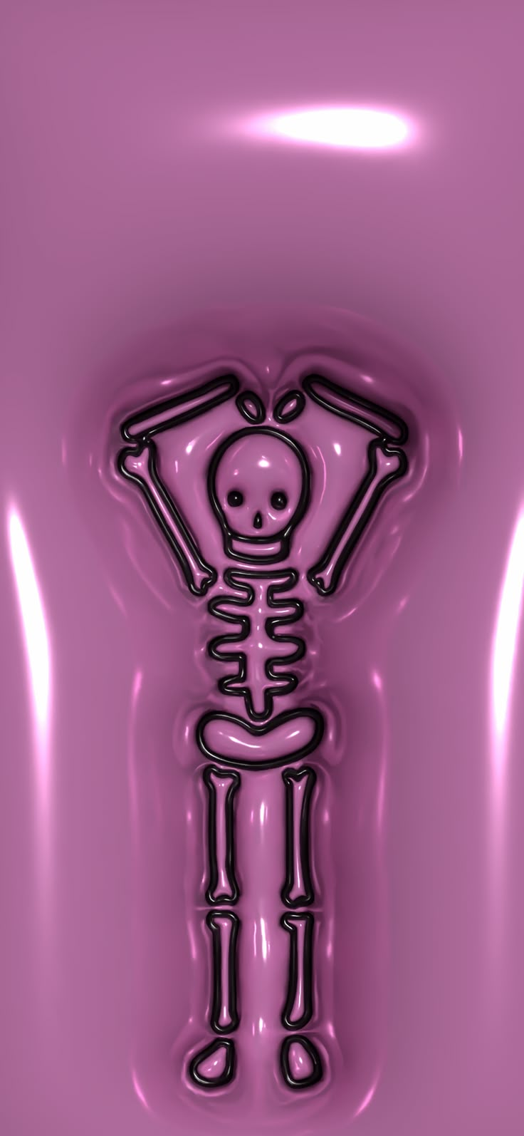 an image of a skeleton in the shape of a human figure on a pink background