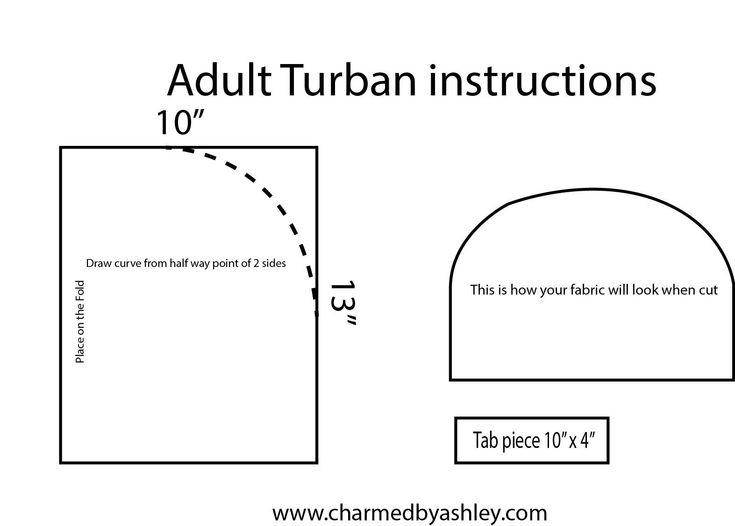 the instructions for how to make an adult turban hat with numbers and measurements