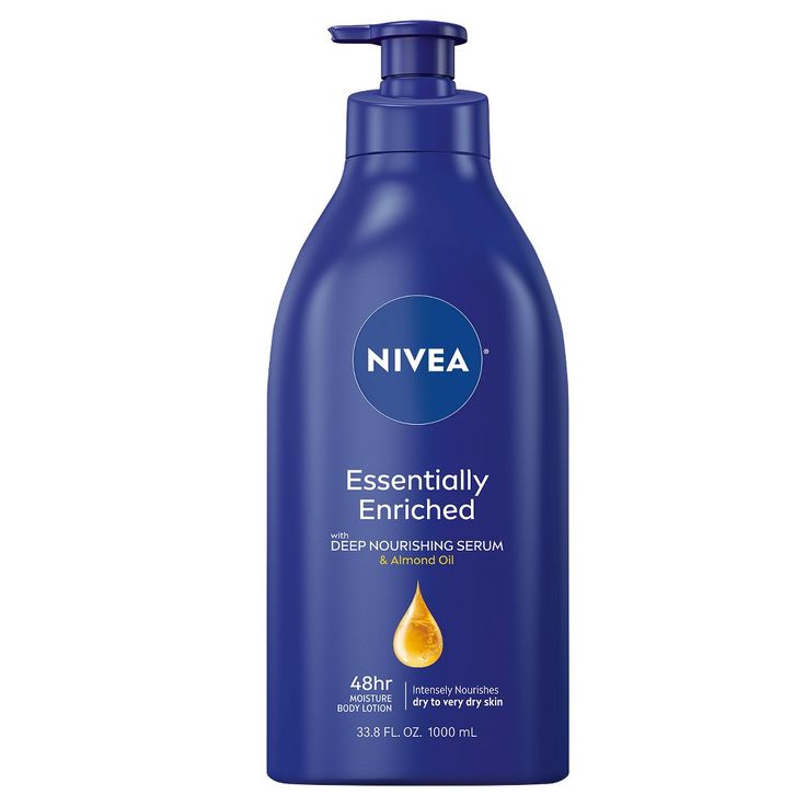 With NIVEA Essentially Enriched Body Lotion, nourished and deeply moisturized skin is not as far away as you think. This body lotion for dry skin and very dry skin is infused with NIVEA Deep Nourishing Serum and Almond Oil to nourish by locking in deep moisture. NIVEA Essentially Enriched Body Lotion reduces the roughness of skin, after just 1 application. With a formula that provides 48 hours of deep nourishing moisture, this dry skin lotion locks in moisture and gives noticeably smoother skin. Dry Skin Lotion, Cocoa Butter Body Lotion, Nivea Lotion, Body Lotion For Dry Skin, Dry Skin Body Lotion, Moisturized Skin, Lotion For Dry Skin, Body Lotion Cream, Skin Lotion