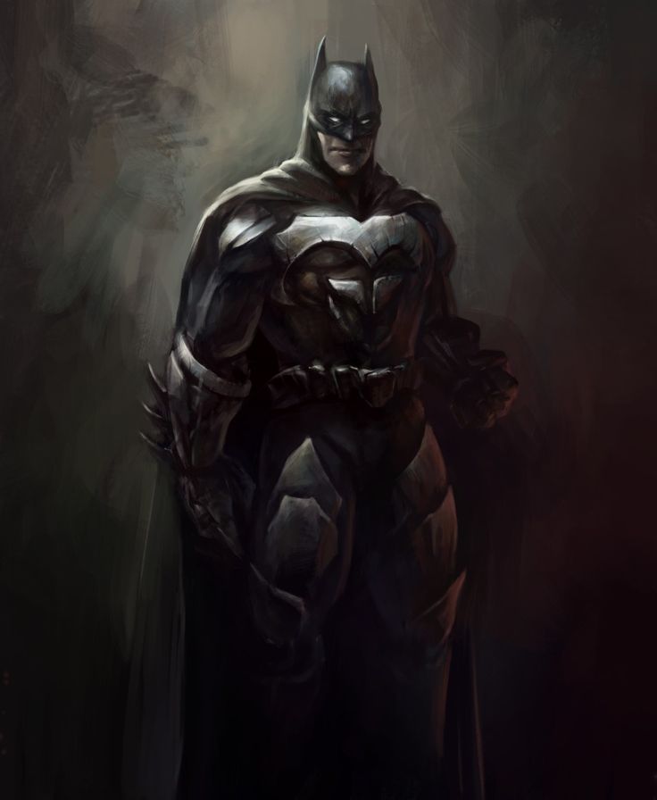 a painting of a batman standing in the dark