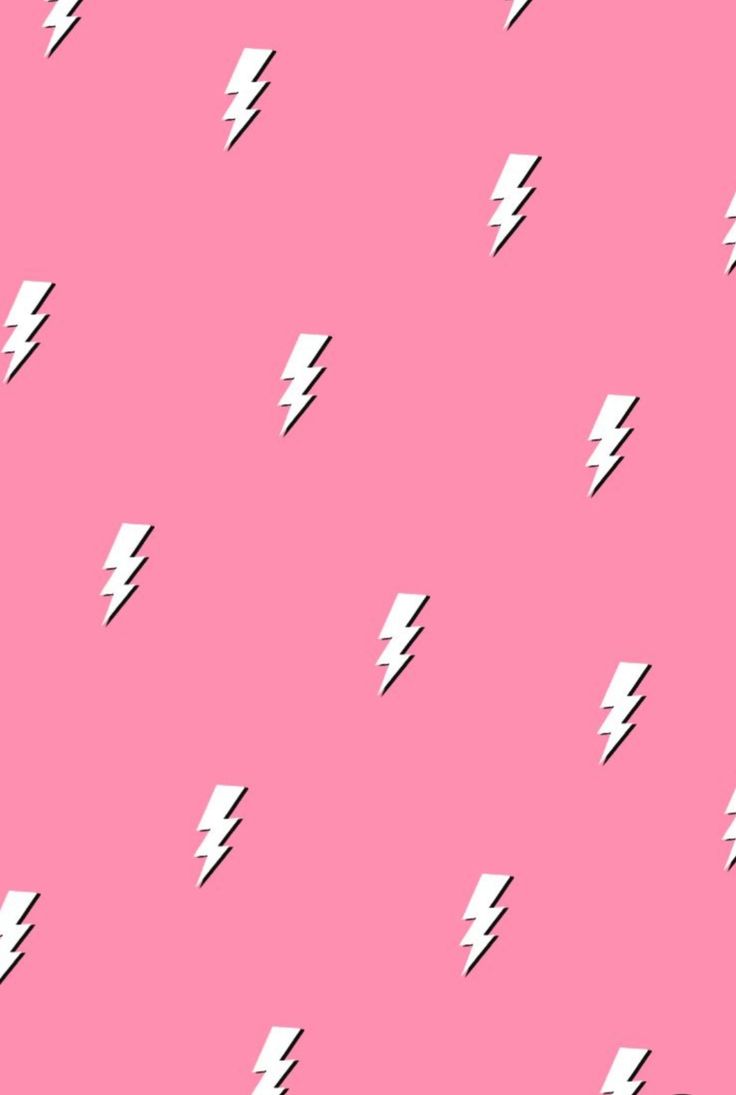 a pink background with white lightning bolts