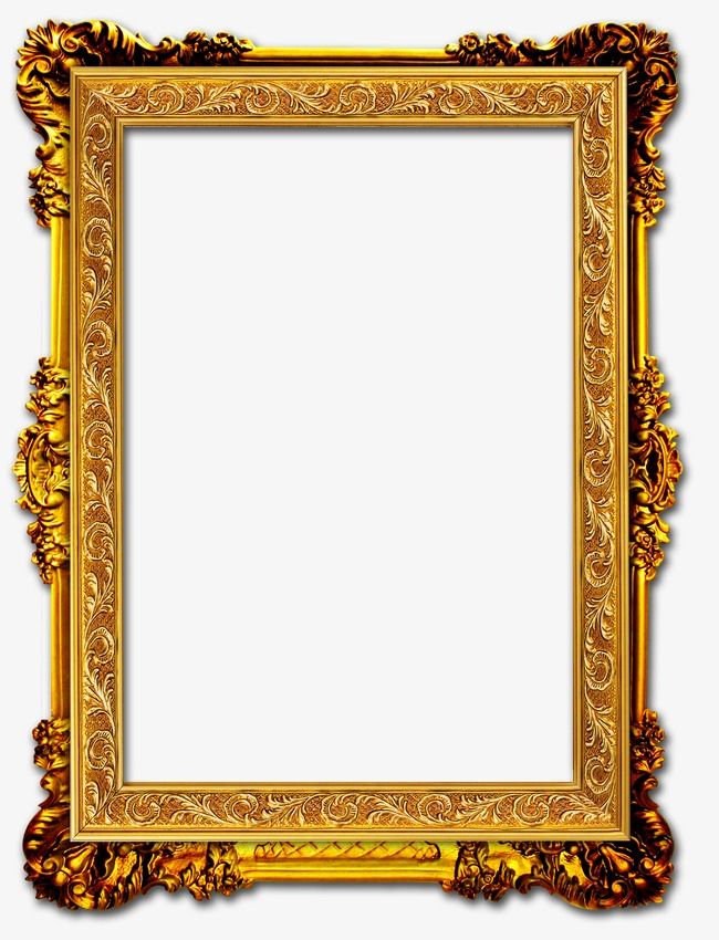 an ornate gold frame on a white background with clipping area for text or image