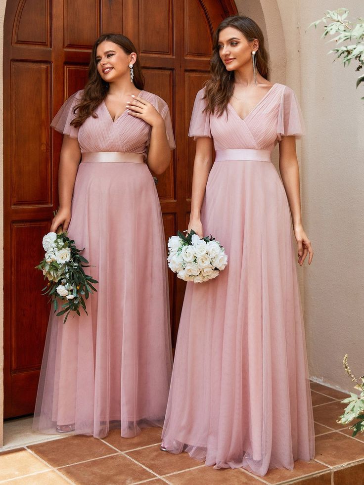 Shop Double V-Neck See-Through Long Sleeves Chiffon A-Line Evening Dress - Ever-Pretty US Ever Pretty Dress Bridesmaid, Midi Tulle Bridesmaid Dress, Romantic Bridesmaid Dresses, Short Sleeve Prom Dresses, Short Sleeve Bridesmaid Dress, Long Sleeve Bridesmaid Dress, Bridesmaid Dresses Uk, Tulle Bridesmaid, Burgundy Background