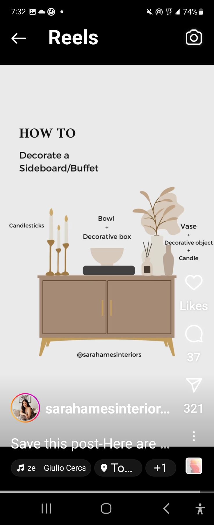 an image of a table with candles and flowers on it, in the middle of a text box that reads how to decorate sideboard / buffet