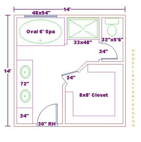 a bathroom floor plan with measurements for the bathtub and toilet area, including an oval sink