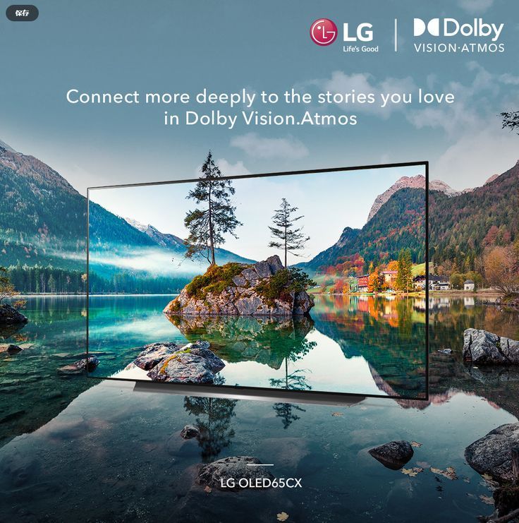 an advertisement for the new lg ole tv, which is designed to look like it's floating on water