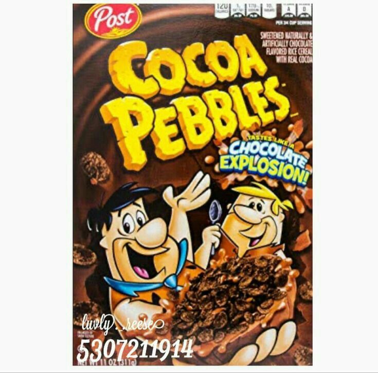 Cocoa Pebbles cereal [not mine] | Bloxburg food decals, Snack pictures ...