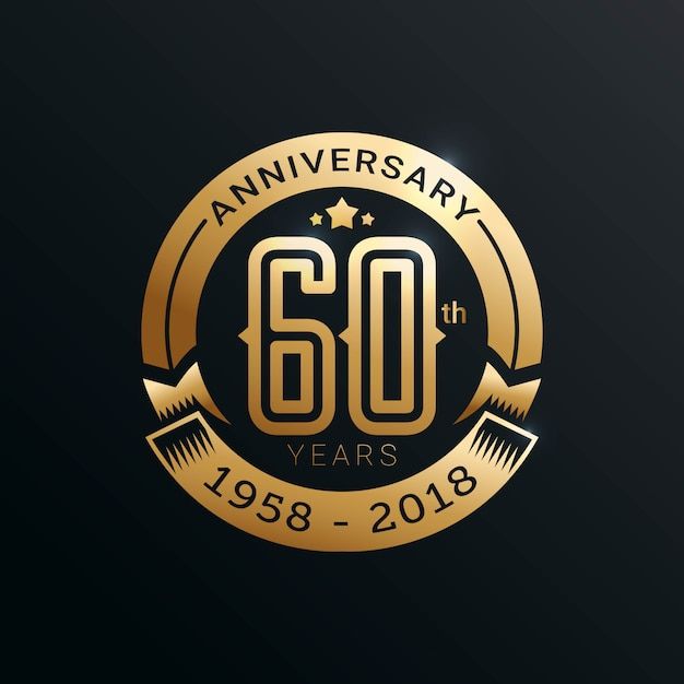 an anniversary logo with the number sixty years in gold and black