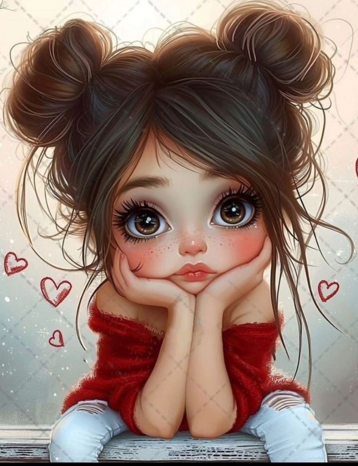 Realistic Cartoons, Big Eyes Doll, Big Eyes Art, Cartoon People, Cute Cartoon Images, Cute Cartoon Pictures, Cute Love Images, Girly Art Illustrations, Beautiful Dark Art