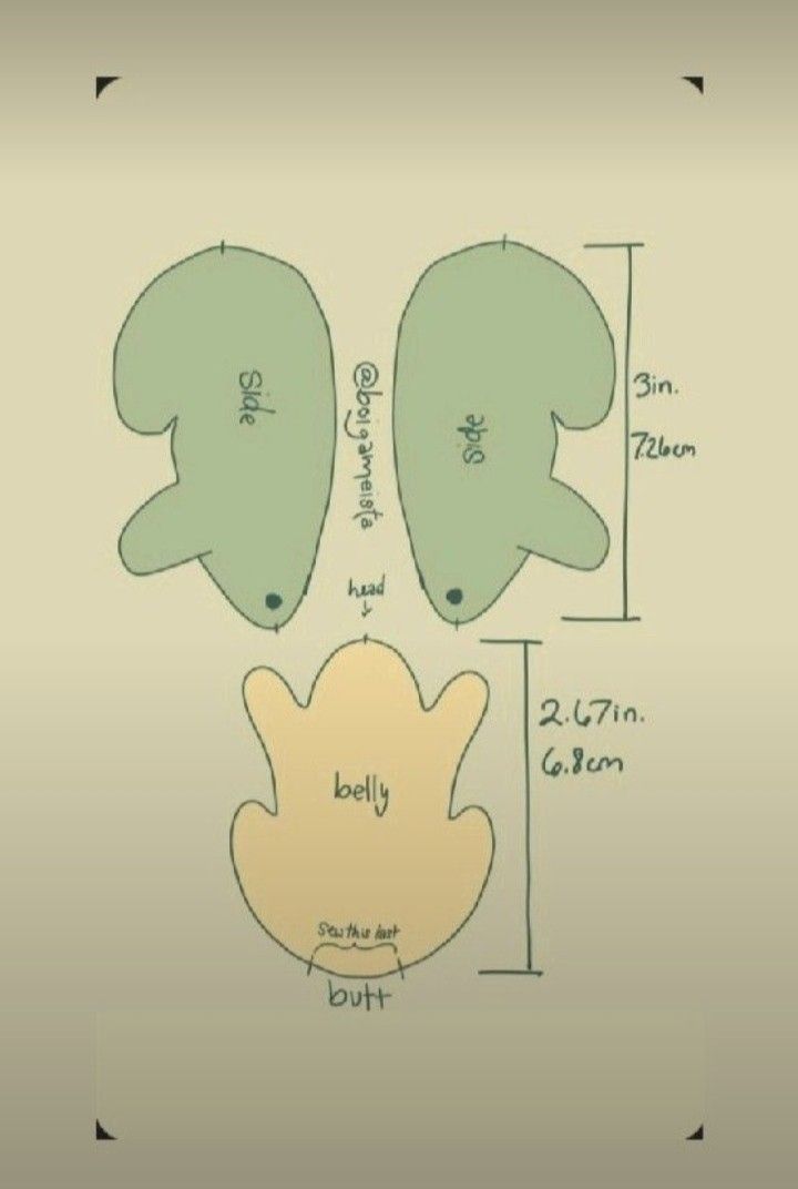 an image of the size and shape of two fish shaped paper cut outs with measurements for each