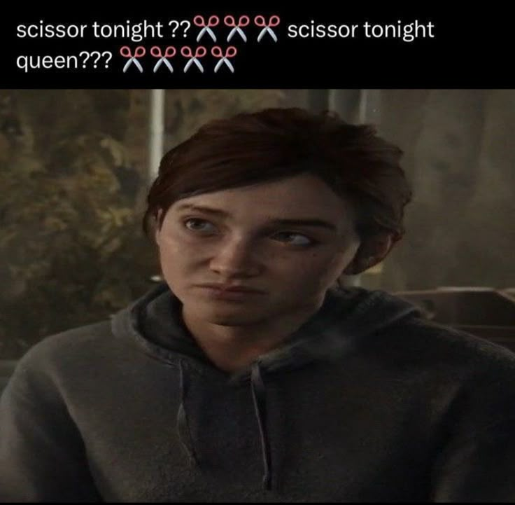 an image of a person looking at the camera with text above it that says, scissor tonight??????? sicsicsor tonight?????????????????????????