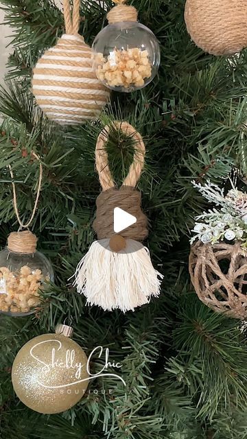 a christmas tree with ornaments hanging from it