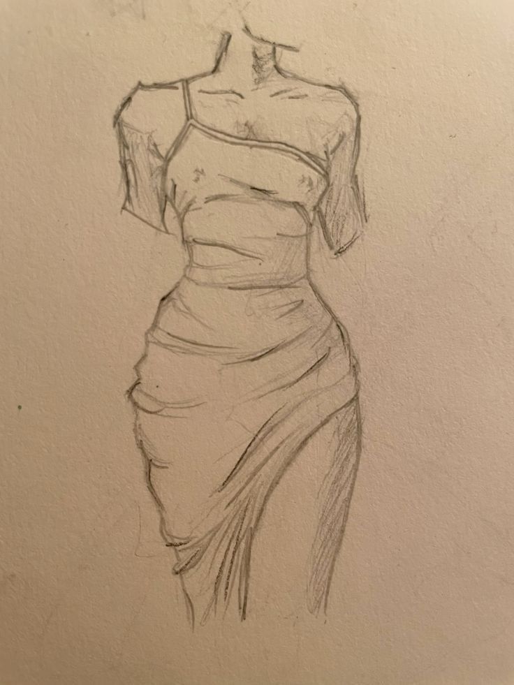 a drawing of a woman in a dress