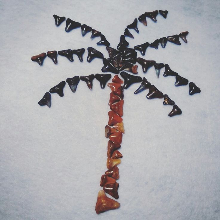 a palm tree made out of rocks in the snow, with several different shapes and sizes on it