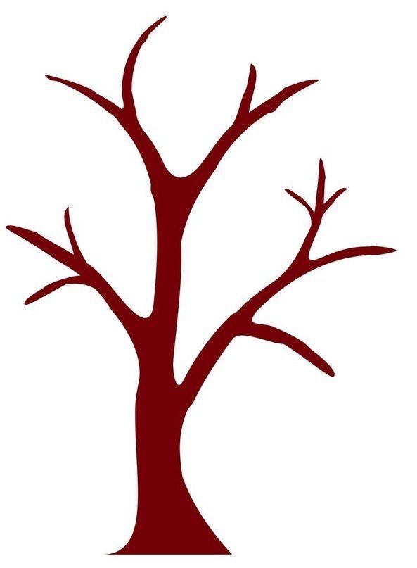 a red tree with no leaves is shown in the shape of a heart on a white background