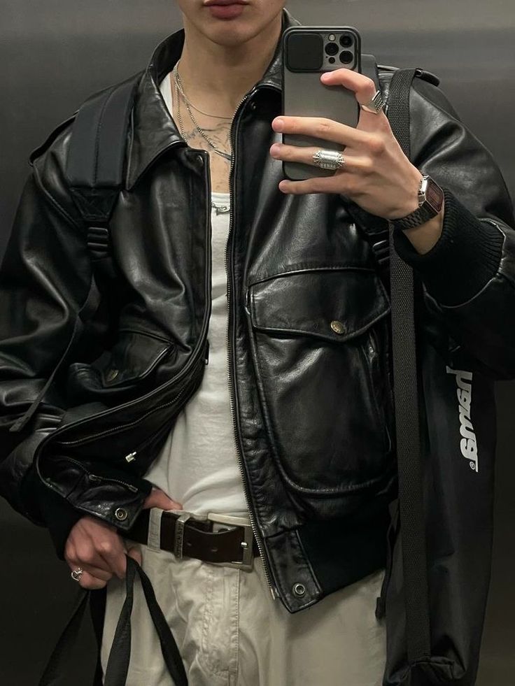 Guy Outfit, Leather Jacket Outfit Men, Masc Fashion, Mens Casual Dress Outfits, Guys Clothing Styles, Leather Jacket Outfits, Mens Outfit Inspiration, Cool Outfits For Men, Mens Casual Dress