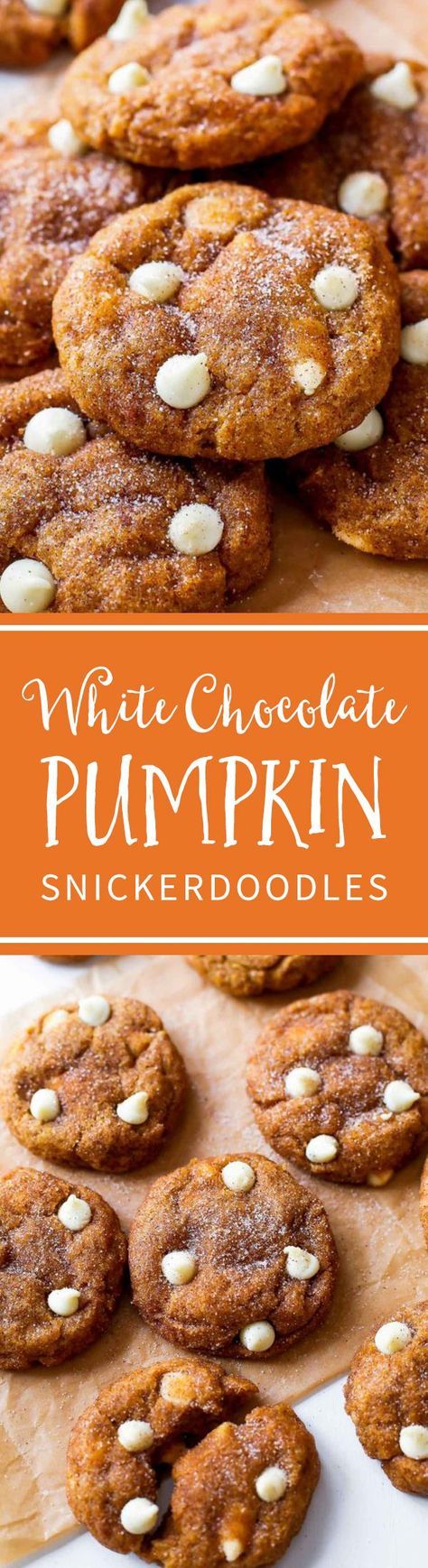 white chocolate pumpkin cookies are stacked on top of each other