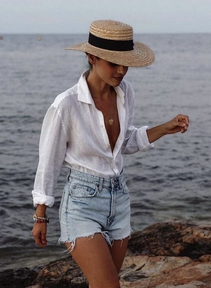 Tan Tank Dress Outfit, Beach Vacation Looks 2023, Chilly Spring Date Night Outfit, Casual Boating Outfit Summer, Tank With Button Up Shirt, East Hampton Outfits, Cropped Jeans Outfit Spring, Florida Outfits Summer, Look Hippie Chic