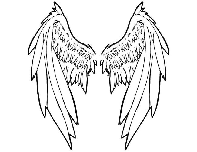 two angel wings facing each other