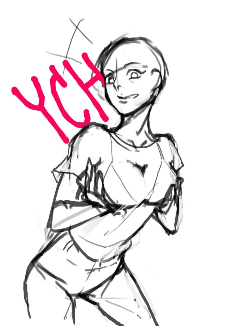 a drawing of a woman with her arms crossed and the word yy on it