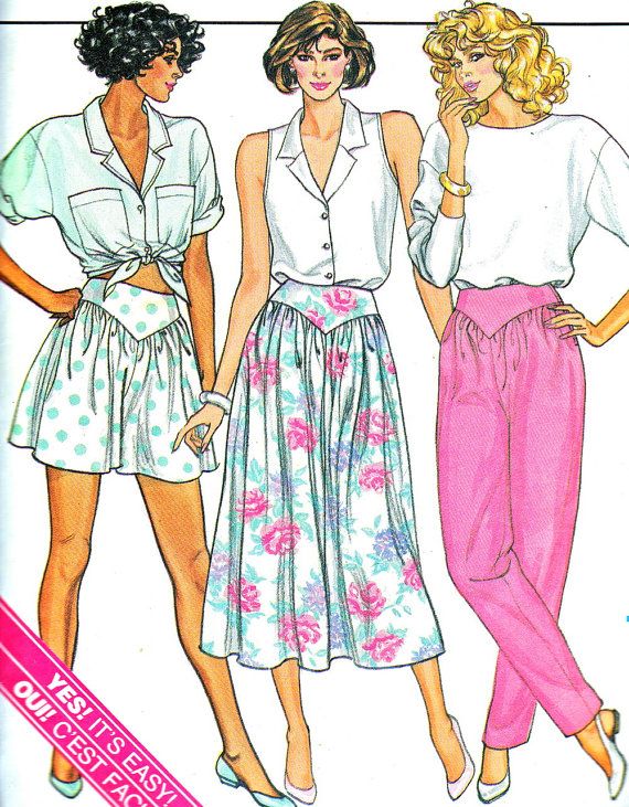 1980s Vintage Sewing Pattern Butterick 3773 Womens by paneenjerez, $9.00 80s Fashion Patterns, 80s Fashion Skirts, 80’s Womens Pants, Short Flare Skirt, 1980s Patterns, 1940’s Womens Pants, 1980s Patterns Sewing, 1980s Fashion Women, 1980 Fashion