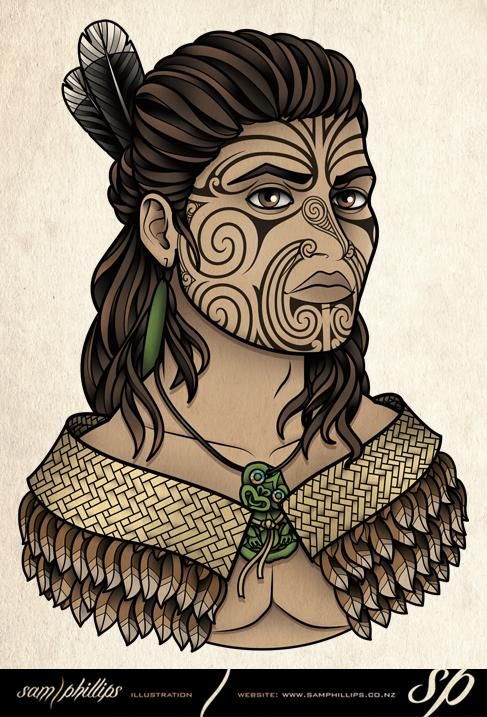 Maori chief Man Face Tattoo, Kiwiana Art, Maori Face Tattoo, Maori Warrior, Kiwi Artist, Male Face Drawing, Maori Symbols, Sam Phillips, Maori Tattoos