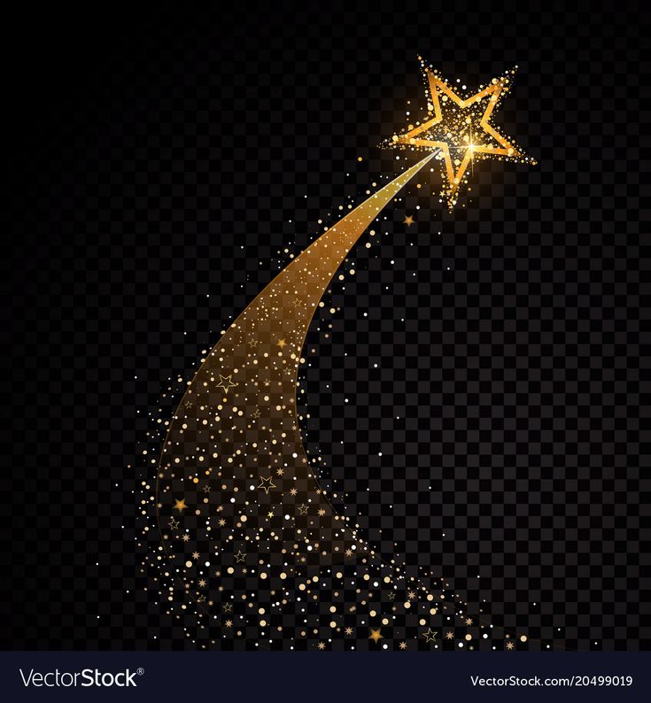 gold star on a black background with sparkles in the shape of a christmas tree