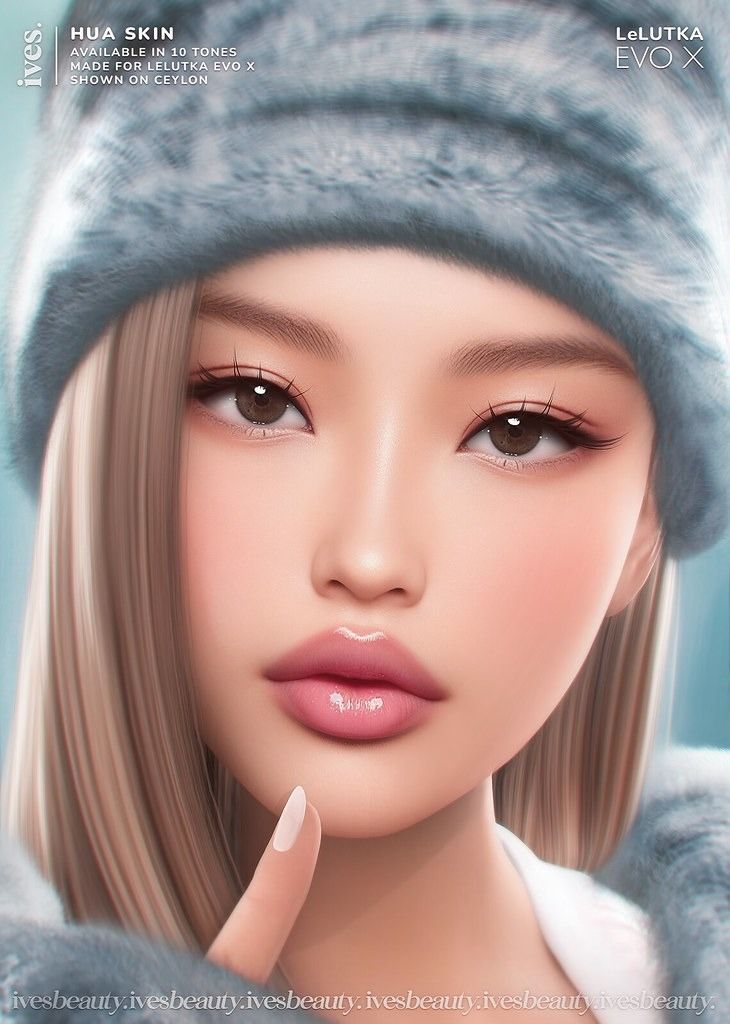 a digital painting of a woman with long blonde hair wearing a fur hat and holding her finger to her lips