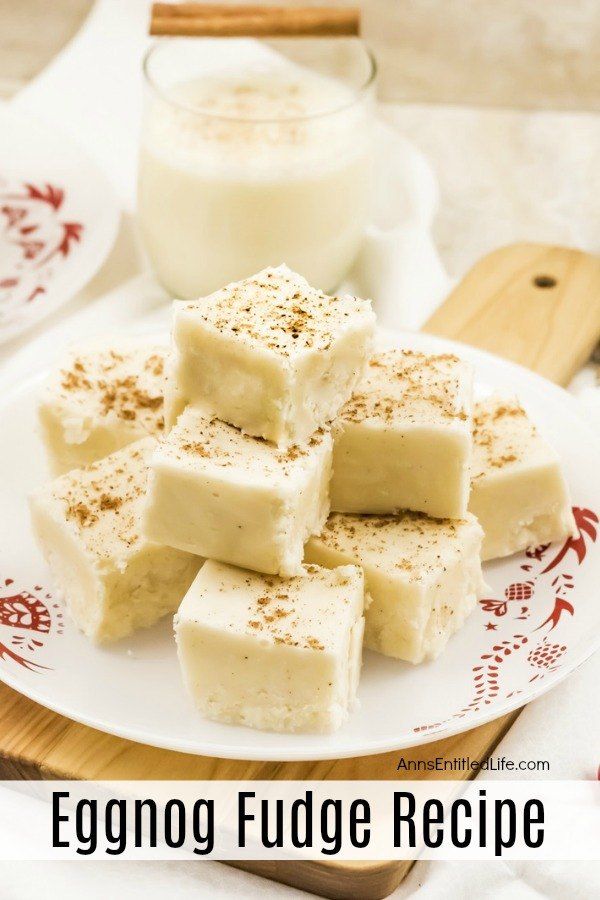 eggnog fudge recipe on a white plate