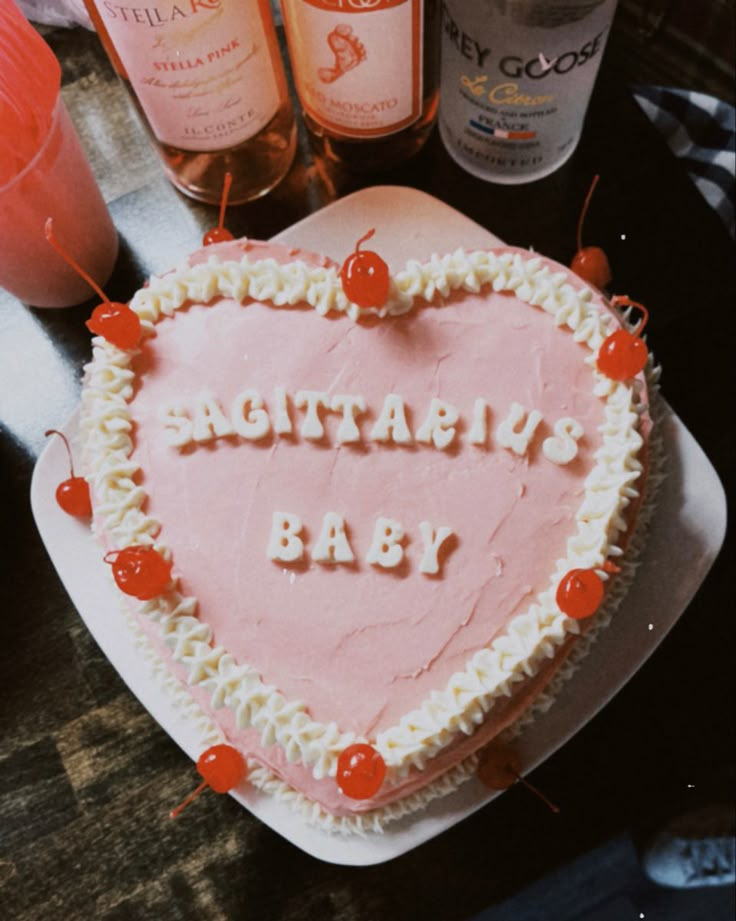 Sagittarius baby cake pink icing cherries zodiac pinterest vsco cute birthday party celebration  instagram  berry berries euphoria cottagecore theme harry styles lana del Rey Taylor swift Saggitarius Birthday Cake Aesthetic, Sagittarius Season Cake, Sagittarius Szn Cake, Sagittarius Cake Aesthetic, Saggitarius Cake Design, Sagittarius Baby Cake, Sagittarius Birthday Cake, Aesthetic Sagittarius, Chrissy Jones