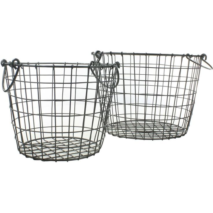 two wire baskets with handles on each side